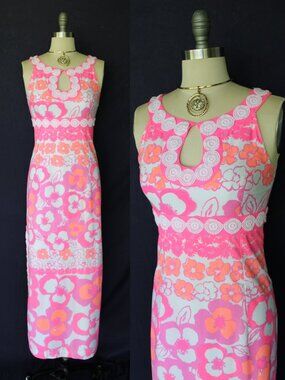 LILLY PULITZER DIDI MAXI DRESS Pansey Dance neon Guipure crochet lace Vintage 2